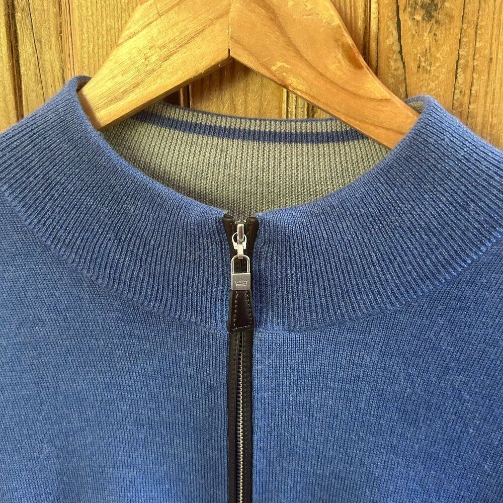 Peter Millar XL Sweater Men’s Blue 1/4 Zip Pullover Long Sleeve Merino Wool Silk - Picture 4 of 11